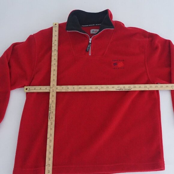 Vintage Perry Ellis America Red Quarter Zip Outdoor Fleece Pullover Sweater L - Picture 3 of 9